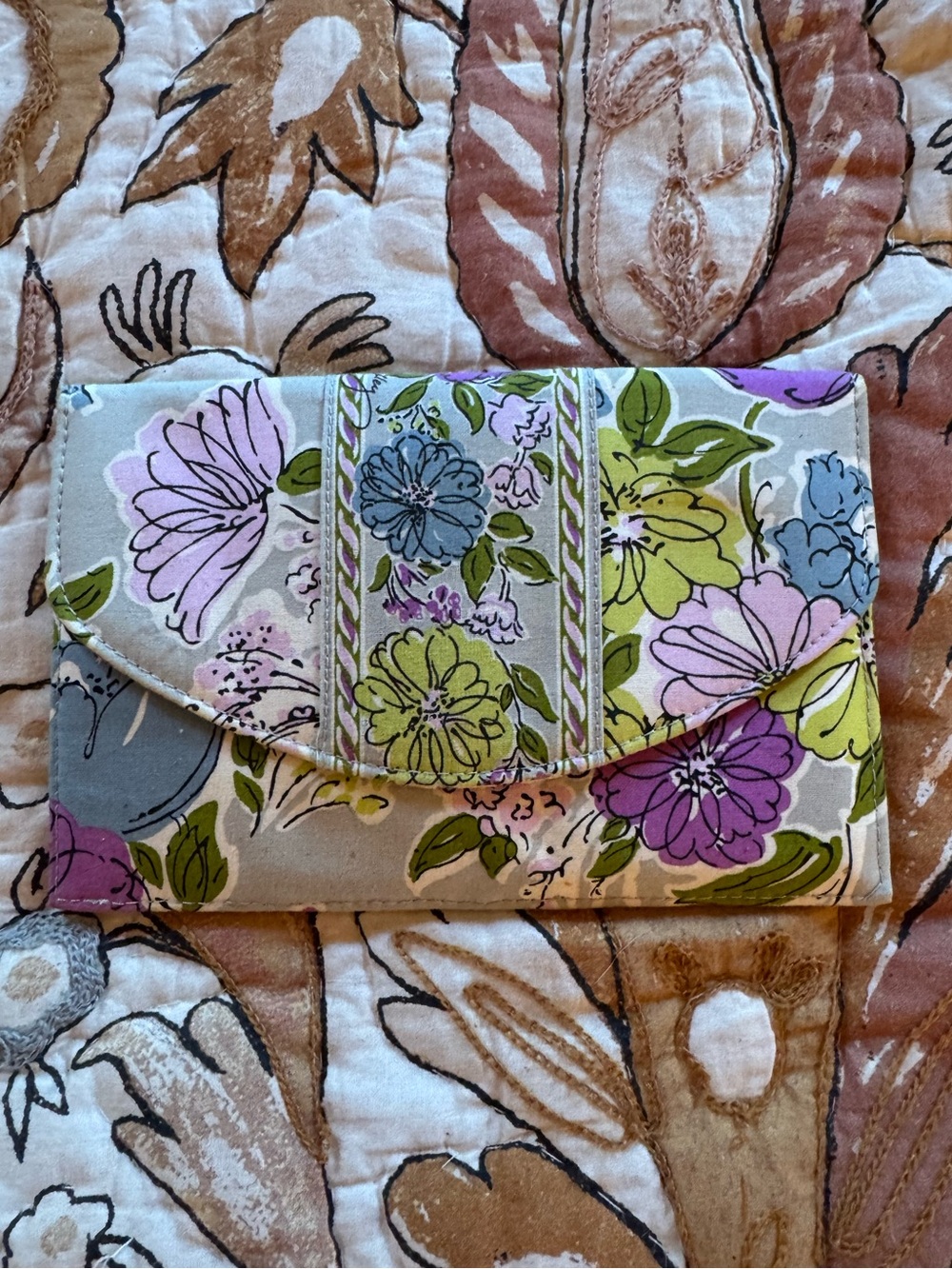Vera Bradley Floral Cotton Clutch in Purple, Green & Blue